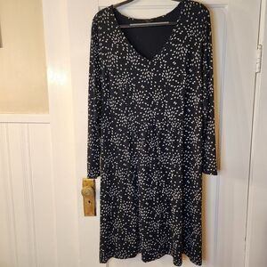 J.Jill Wearever Collection Shift Dress in Black w/White "Ginko Leaves" Womens 2X